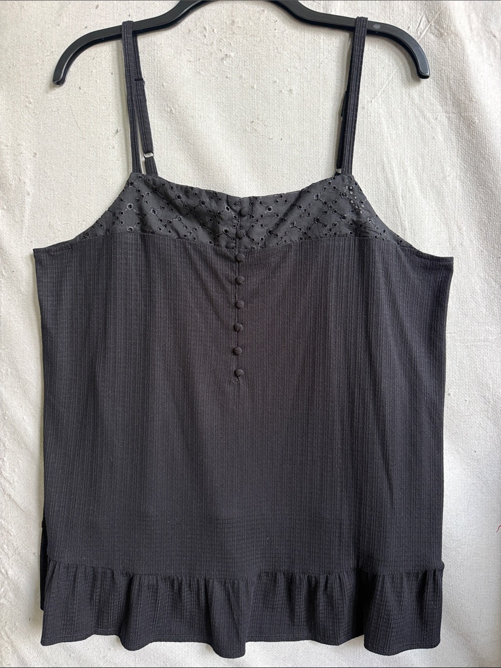torrid Black Eyelet Trim Ruffle Hem Cami